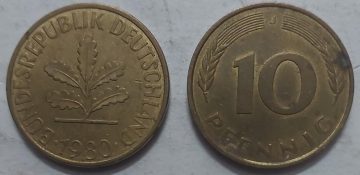 GERMANY 10 PFENNIG 1980 (USED)