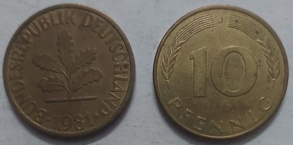 GERMANY 10  PFENNIG 1981 (USED) | Indian Postage Stamps | Indian Coins | Old Indian Currency | Rare Indian Coins | Numismatic Collection India