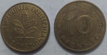 GERMANY 10 PFENNIG 1982 (USED)