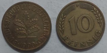 GERMANY 10 PFENNIG 1990 (USED)