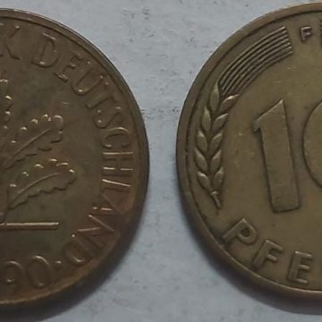 GERMANY 10  PFENNIG 1990 (USED)