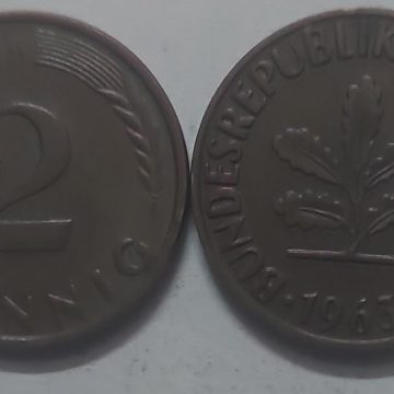 GERMANY 2  PFENNIG 1963 (USED)