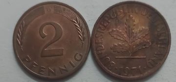 GERMANY 2 PFENNIG 1971 (USED)