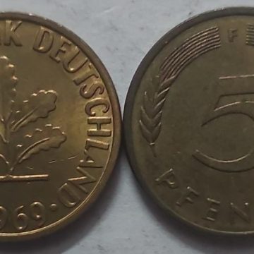 GERMANY 5  PFENNIG 1969 (USED)