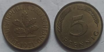 GERMANY 5 PFENNIG 1971 (USED)
