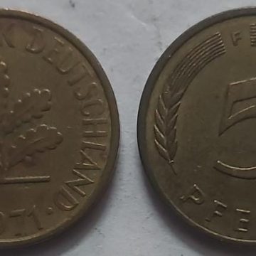 GERMANY 5  PFENNIG 1971 (USED)