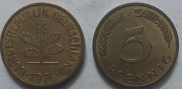 GERMANY 5 PFENNIG 1976 (USED)