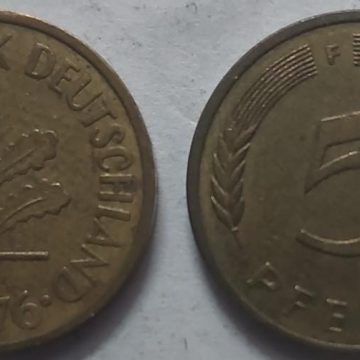 GERMANY 5  PFENNIG 1976 (USED)