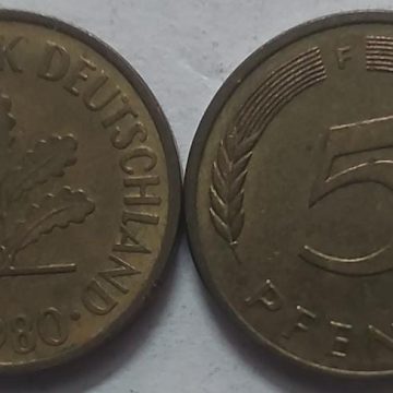 GERMANY 5  PFENNIG 1980 (USED)
