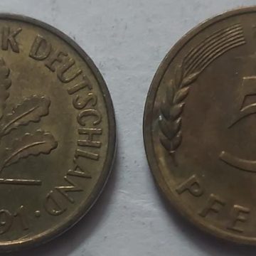 GERMANY 5  PFENNIG 1991 (USED)