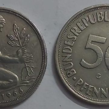 GERMANY 50  PFENNIG 1966 (USED)