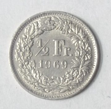 SWITZERLAND Half Fr. 1969 Helvetia (used)