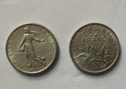 Half Franc 1970 Liberte Egalite Fraternite (used) | Indian Postage Stamps | Indian Coins | Old Indian Currency | Rare Indian Coins | Numismatic Collection India
