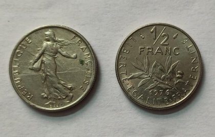 Half Franc 1976 Liberte Egalite Fraternite (used) | Indian Postage Stamps | Indian Coins | Old Indian Currency | Rare Indian Coins | Numismatic Collection India