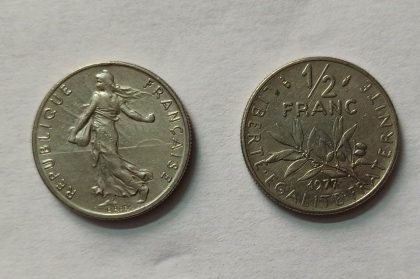 Half Franc 1977Liberte Egalite Fraternite (used) | Indian Postage Stamps | Indian Coins | Old Indian Currency | Rare Indian Coins | Numismatic Collection India
