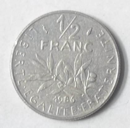 Half Franc 1986 Liberte Egalite Fraternite(used) | Indian Postage Stamps | Indian Coins | Old Indian Currency | Rare Indian Coins | Numismatic Collection India