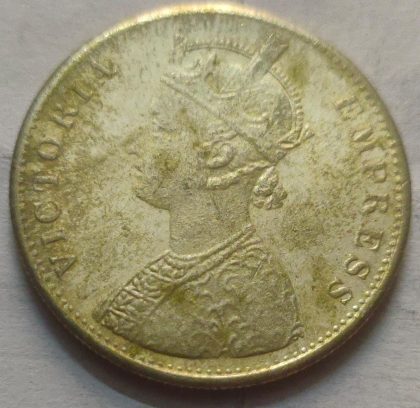 QUEEN VICTORIA- 1 RUPEE INDIA 1878 SILVER COIN (USED) | Indian Postage Stamps | Indian Coins | Old Indian Currency | Rare Indian Coins | Numismatic Collection India - Image 2