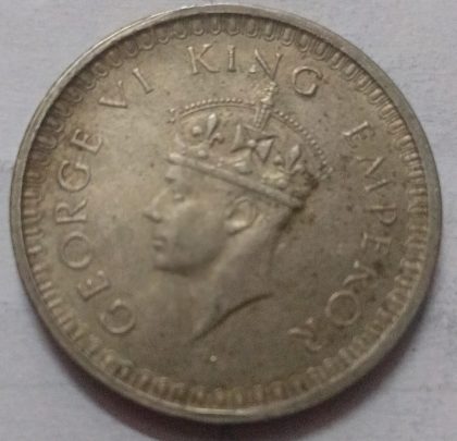KING GEORGE VI- 1 RUPEE INDIA 1942 SILVER COIN (USED) | Indian Postage Stamps | Indian Coins | Old Indian Currency | Rare Indian Coins | Numismatic Collection India - Image 2