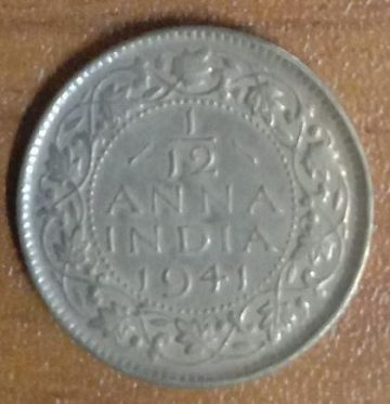 British India Coin GEORGE VI-1 12TH ANNA 1941(USED)(COPPER)