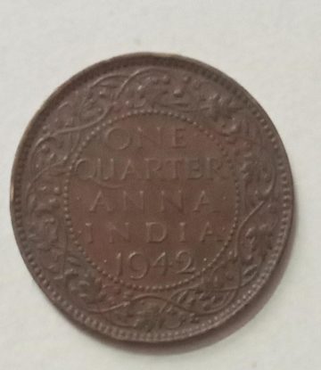 British India Coin GEORGE VI-1 QUARTER ANNA 19402used)(COPPER)