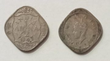 British India Coin GEORGE VI-HALF ANNA 1947(Used)