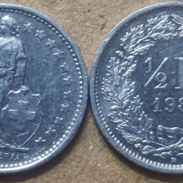 SWITZERLAND Half Fr. 1989 Helvetia (used)