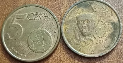 5 Cent EURO  2001_(used) | Indian Postage Stamps | Indian Coins | Old Indian Currency | Rare Indian Coins | Numismatic Collection India