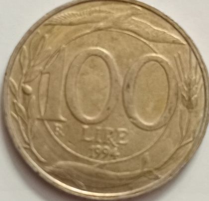 ITALY 100 LIRE 1994 COPPER-NICKEL COIN - Female head with towered crown(used) | Indian Postage Stamps | Indian Coins | Old Indian Currency | Rare Indian Coins | Numismatic Collection India - Image 2