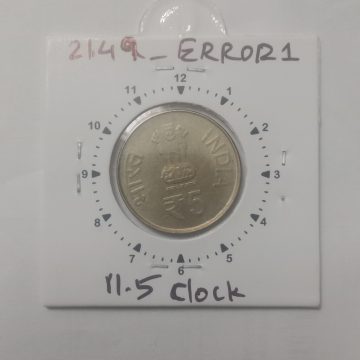 5 Rupees - Shri Mata Vaishno Devi HYDERABAD MINT 11'05 CLOCK ROTATION ERROR COIN USED