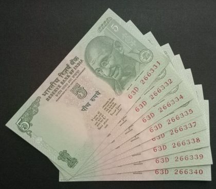 5 Rupees Governor Bimal Jalan Inset Plain (UNC) 8 Notes | Indian Postage Stamps | Indian Coins | Old Indian Currency | Rare Indian Coins | Numismatic Collection India
