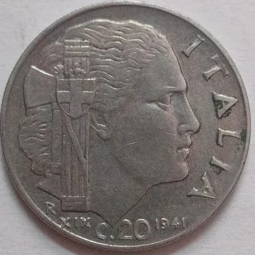 ITALY 20 LIRE 1941 Centesimi (used)
