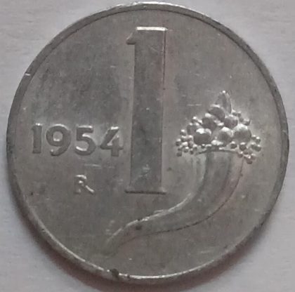 ITALY 1 LIRE 1954 (used) | Indian Postage Stamps | Indian Coins | Old Indian Currency | Rare Indian Coins | Numismatic Collection India