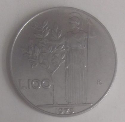 ITALY 100 LIRE 1975 (used) | Indian Postage Stamps | Indian Coins | Old Indian Currency | Rare Indian Coins | Numismatic Collection India - Image 2