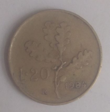 ITALY 20 LIRE 1984(used) | Indian Postage Stamps | Indian Coins | Old Indian Currency | Rare Indian Coins | Numismatic Collection India - Image 2