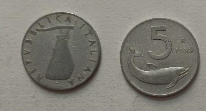 ITALY 5 LIRE 1953 Aluminium Coin (used) | Indian Postage Stamps | Indian Coins | Old Indian Currency | Rare Indian Coins | Numismatic Collection India