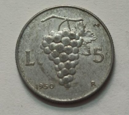 ITALY 50 LIRA 1950  (used) | Indian Postage Stamps | Indian Coins | Old Indian Currency | Rare Indian Coins | Numismatic Collection India - Image 2