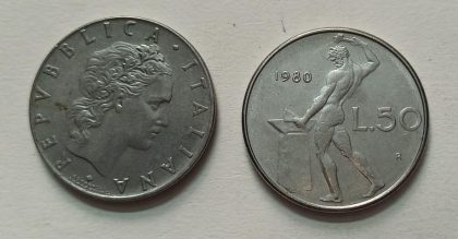 ITALY 50 LIRE 1980  (used) | Indian Postage Stamps | Indian Coins | Old Indian Currency | Rare Indian Coins | Numismatic Collection India