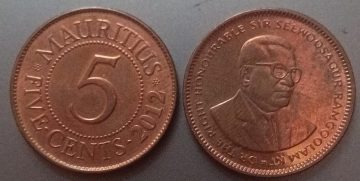 MAURITIUS 5 CENTS 2012 (used)