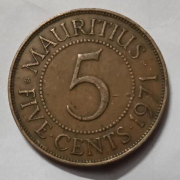 MAURITIUS 5 CENTS 1971 (used)