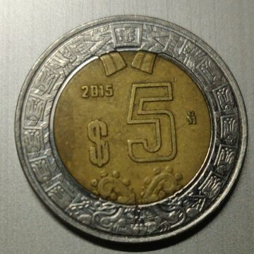 MEXICO 5 DOLLAR 2015(used)