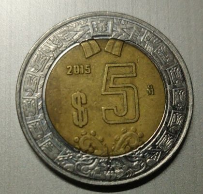 MEXICO 5 DOLLAR 2015(used) | Indian Postage Stamps | Indian Coins | Old Indian Currency | Rare Indian Coins | Numismatic Collection India