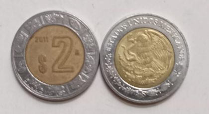 MEXICO 2 DOLLAR 2011(used) | Indian Postage Stamps | Indian Coins | Old Indian Currency | Rare Indian Coins | Numismatic Collection India