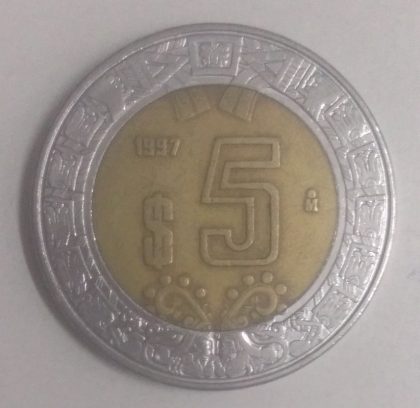 MEXICO 5 DOLLAR 1997(used) | Indian Postage Stamps | Indian Coins | Old Indian Currency | Rare Indian Coins | Numismatic Collection India