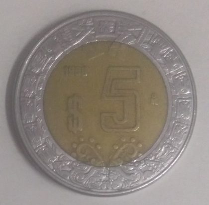 MEXICO 5 DOLLAR 1998(used) | Indian Postage Stamps | Indian Coins | Old Indian Currency | Rare Indian Coins | Numismatic Collection India