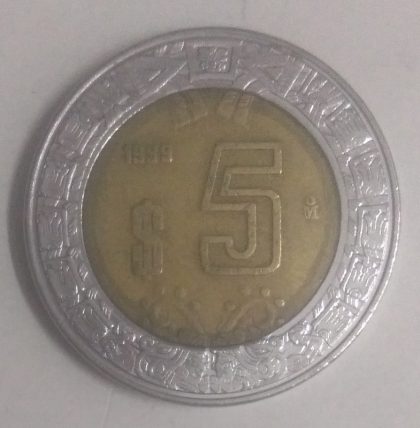 MEXICO 5 DOLLAR 1999(used) | Indian Postage Stamps | Indian Coins | Old Indian Currency | Rare Indian Coins | Numismatic Collection India