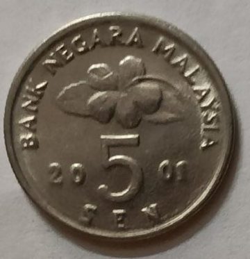 5 Sen _2001 Bank Negara Malaysia (used)