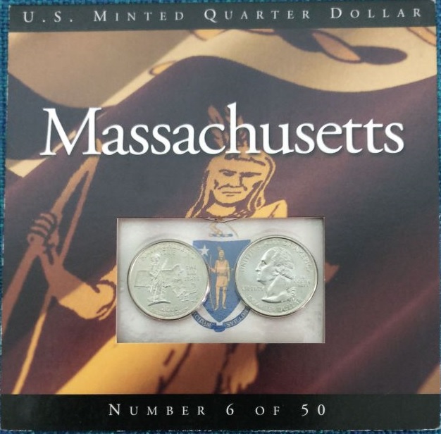 United States Quarter Dollar Massachusetts State 2 Coins (# 6/50) UNC