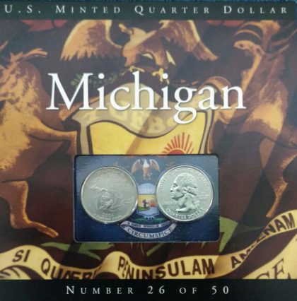 United States Quarter Dollar Michigan State 2 Coins (# 26/50) UNC | Indian Postage Stamps | Indian Coins | Old Indian Currency | Rare Indian Coins | Numismatic Collection India