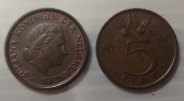 NEDERLAND-5 CENT 1980(Used)