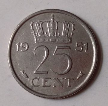 NEDERLAND-25 CENT 1951(Used)